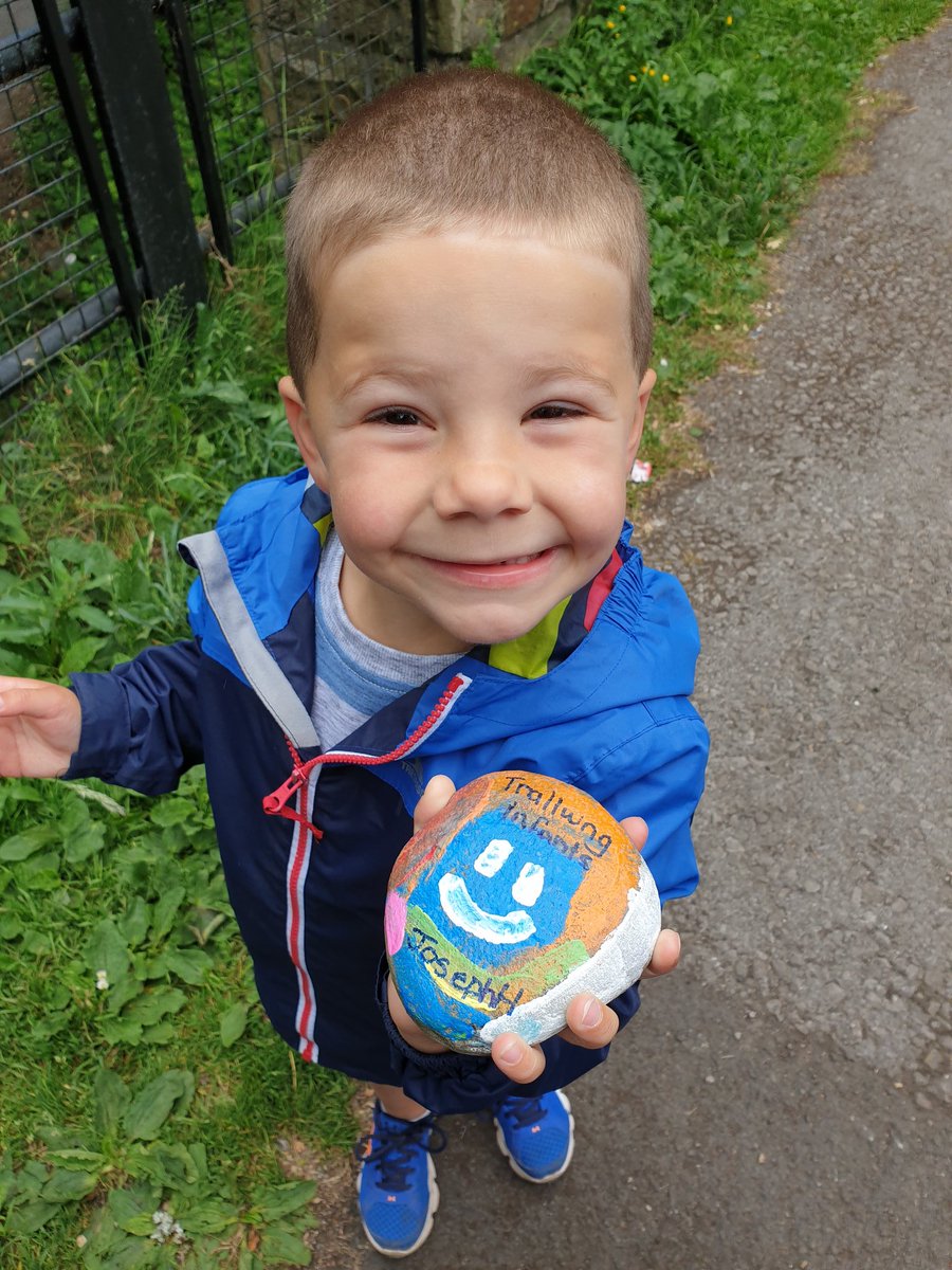 Fubes's tweet image. Ralphie and Joseph have added their rocks to @trallwnginf #pathofhope on our walk today. #teamtrallwng. @KarenAnnDavies