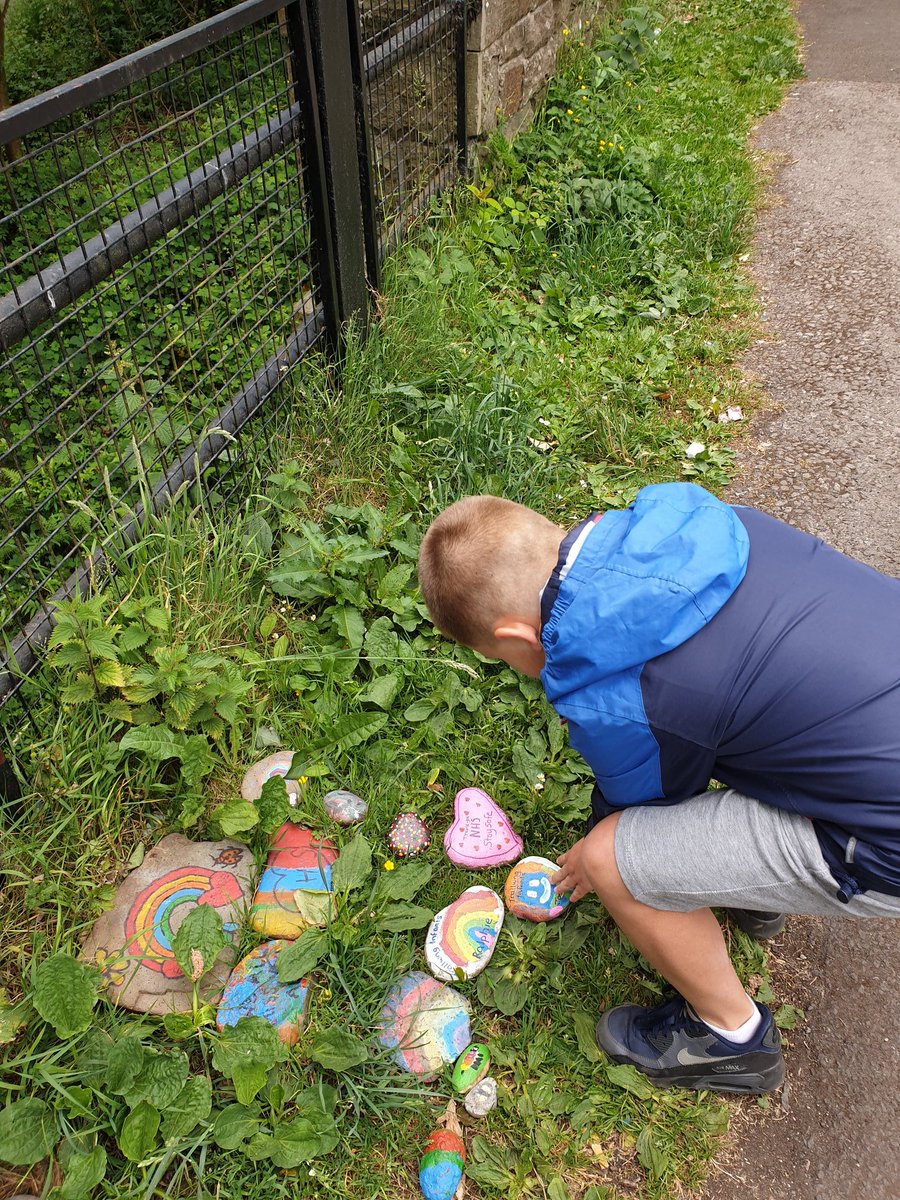Fubes's tweet image. Ralphie and Joseph have added their rocks to @trallwnginf #pathofhope on our walk today. #teamtrallwng. @KarenAnnDavies