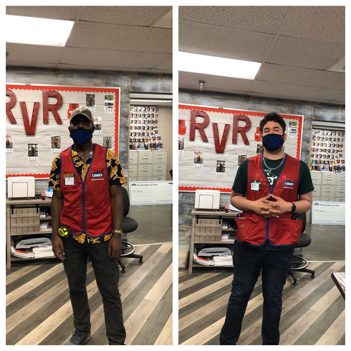 AsverGlusac's tweet photo. Nothing like a fresh #redvest. Akeel and Sam are newest members of our @Lowes family! #allin #SMART #bigthree365  @ryanmack1414 @AlyssaMonet1 @monicafalcone6 https://t.co/iXAsv6UcB1