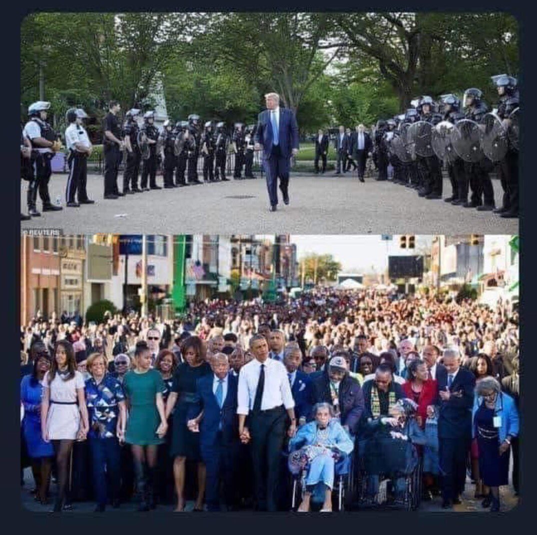 Tale of two leaders in a snapshot #VoteTrumpOut #WhenBidenTakesOver