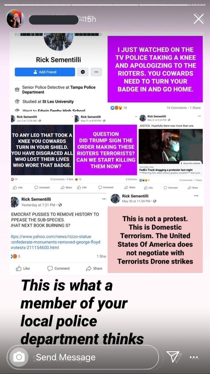 kinkylittlepea1's tweet photo. This is a memeber of the Tampa Police Deparment. He wants to be able to kill peaceful protestors. This is why we need to defund and abolish the police. #TampaProtests https://t.co/iVqzz1Rn2D