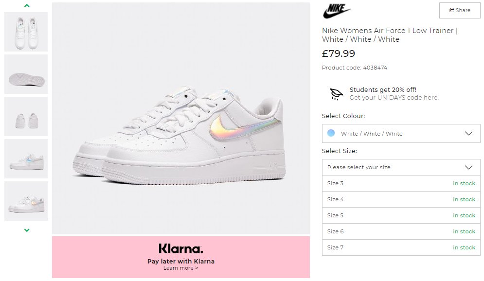 nike air force 1 klarna