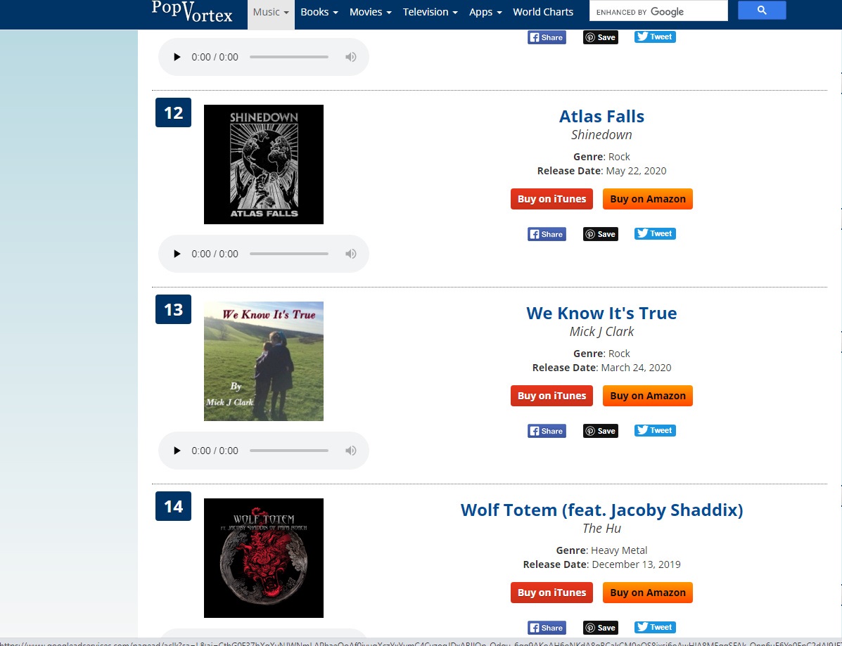 MickjclarkJ's tweet image. #RockCharts Number 13 We Know It's True 
open.spotify.com/track/7iE967SZ…