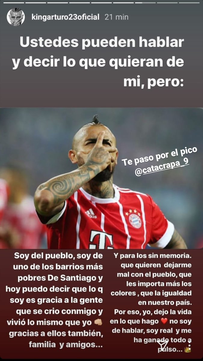 Arturo Vidal le dejó un mensajito a <a href="/Catacrapa_9/">Cata Carrillo Rapaport 🎗️🏳️‍🌈</a> en su instsgram