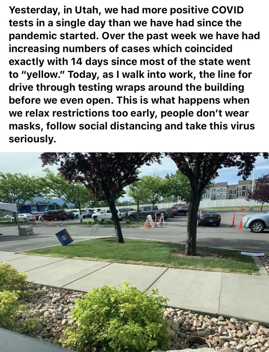 A post from my wife as she starts her urgent care shift today and puts her health on the line for those who don’t consider others 😞 😡