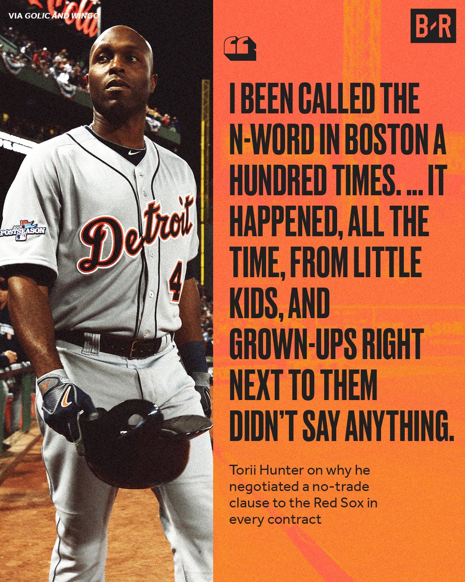 BleacherReport's tweet photo. Torii Hunter speaks on experiencing racism as a professional baseball player https://t.co/x9PaGuXSv9