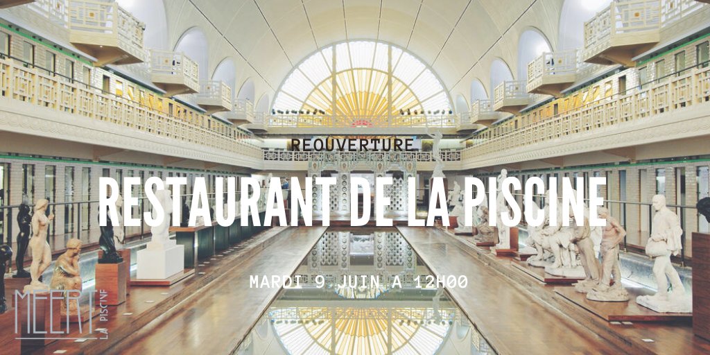 Réouverture restaurant du musée de la piscine de Roubaix, mardi 9 juin à 12h00.
#meert #restaurant #Roubaix #muséedelapiscine #meert_1677