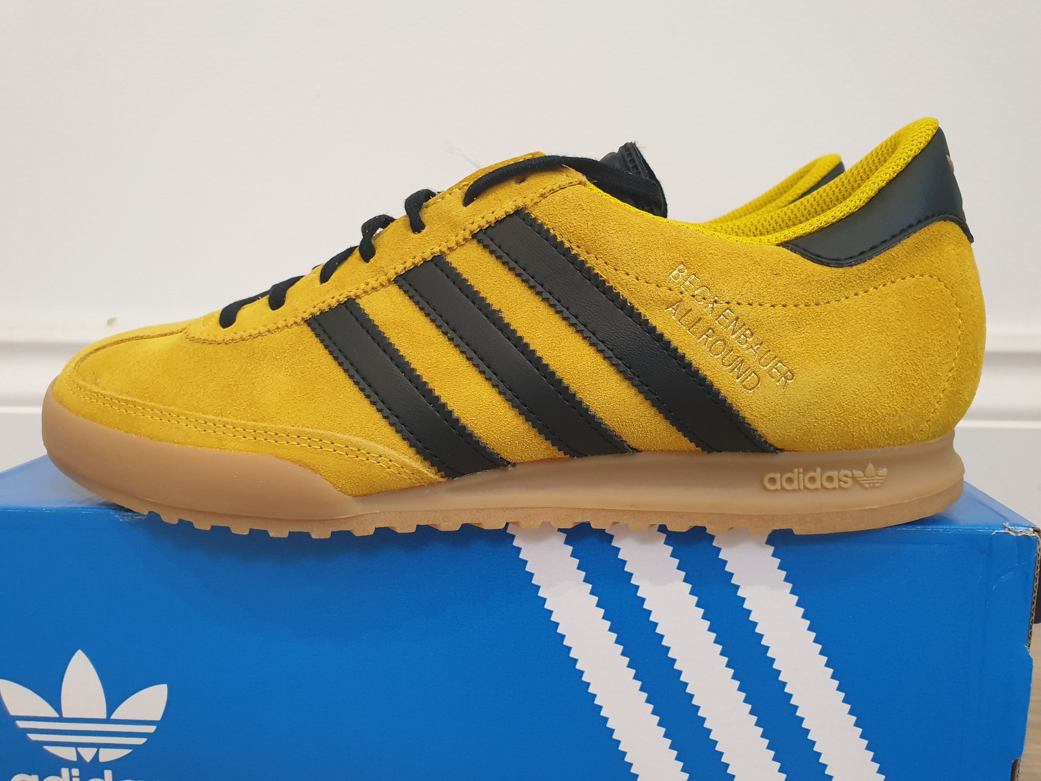 adidas originals beckenbauer yellow trainers