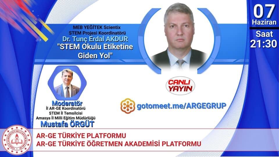 MEB YEĞİTEK Scientix Türkiye STEM Proje Koordinatörü Dr. Tunç Erdal AKDUR hocamız 07 Haziran 2020 saat 21:30’da konuğumuz olacak.
🎬Konu: STEM Okul Etiketine Giden Yol
👥 Bekleriz😊
👉MEB AR-GE TÜRKİYE👈
<a href="/meb_argeturkiye/">MEB AR-GE TÜRKİYE 🇹🇷</a> <a href="/tcmeb/">Millî Eğitim Bakanlığı</a> <a href="/ziyaselcuk/">Ziya Selçuk</a> <a href="/safran1958/">Mustafa SAFRAN</a> @hmzaydg <a href="/tuncakdur/">Tunç Erdal Akdur</a>