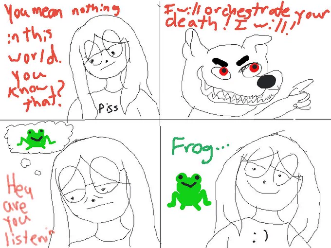 Found this OLD comic that I did when I actively ran my scrappy doo hate blog. I was still trying to figure out my style then, but the eyes and dot nose are here already! Also Frog :) 