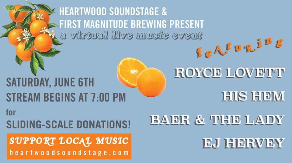 Visit Gainesville, Alachua FL (@gainesville) on Twitter photo Saturday night, support local music with a livestream performance from <a href="/heartwoodsound/">Heartwood Soundstage</a> and <a href="/fmbrewing/">First Magnitude</a>. The lineup features <a href="/ej_hervey/">EJ Hervey</a> , His Hem, Baer & The Lady and @RoyceLovett
Starting at 7 p.m., access the livestream at heartwoodsoundstage.com
#WhyILoveGNV Saturday night, support local music with a livestream performance from <a href="/heartwoodsound/">Heartwood Soundstage</a> and <a href="/fmbrewing/">First Magnitude</a>. The lineup features <a href="/ej_hervey/">EJ Hervey</a> , His Hem, Baer & The Lady and @RoyceLovett
Starting at 7 p.m., access the livestream at heartwoodsoundstage.com
#WhyILoveGNV