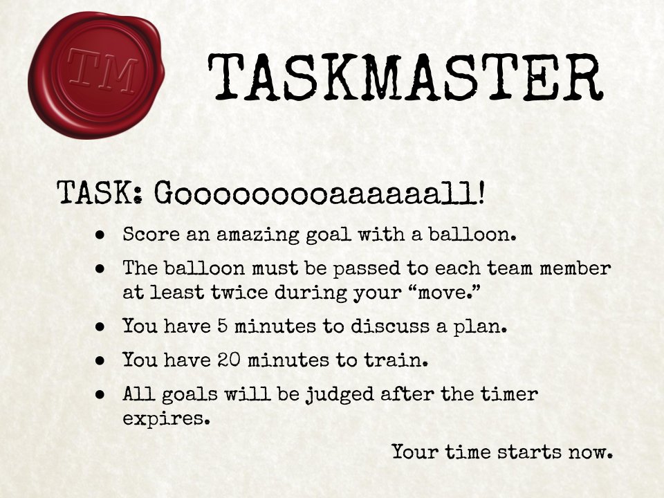 Boon on Twitter: "22) With restrictions on PE being lifted our school, the #Taskmaster was able to set tasks that required shared equipment. Gooooooooaaaaaall! was a simple challenge involving a