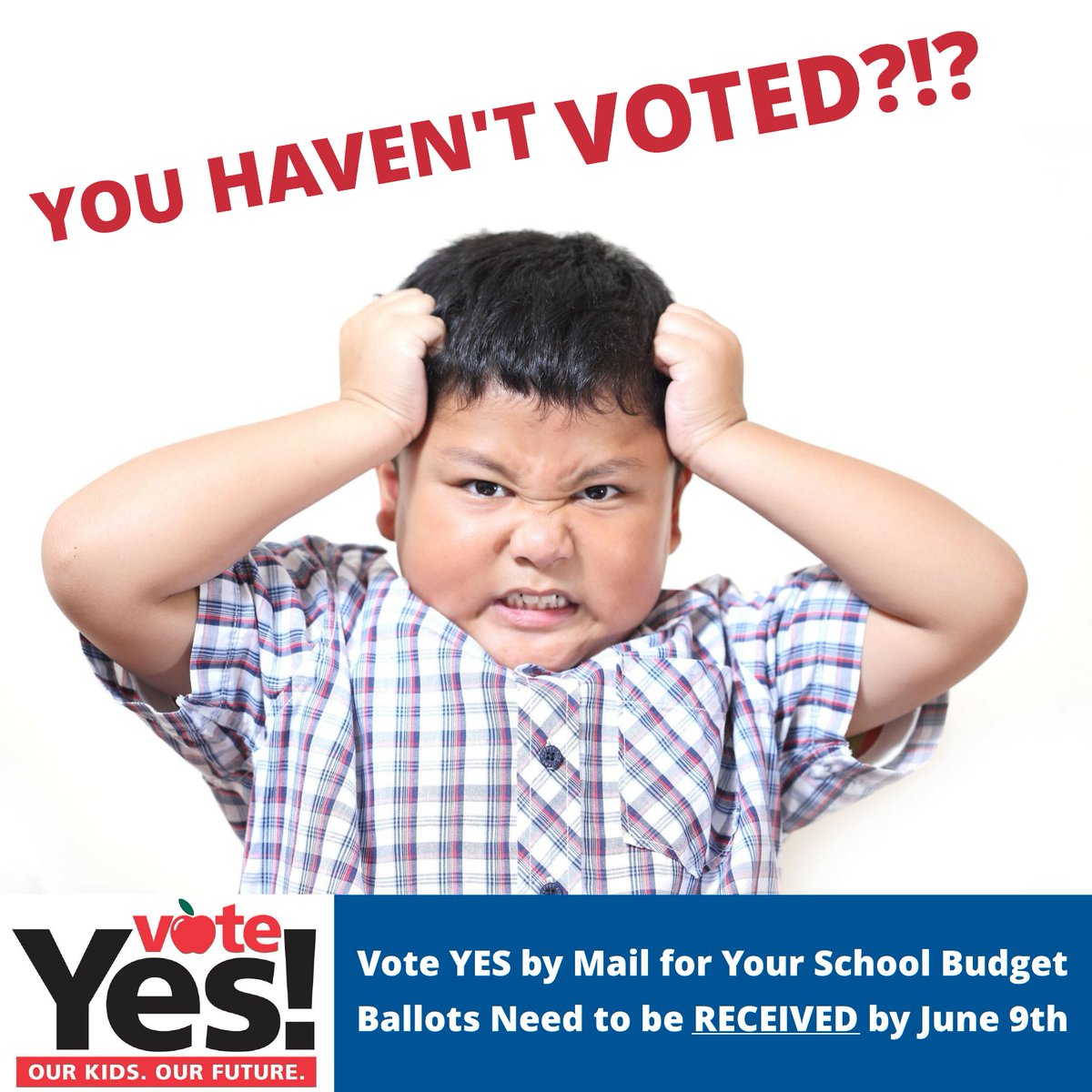 Vote YES for schools and students and return your ballot before  Tuesday, June 9. Our kids are depending on you! #FundOurFutureNY