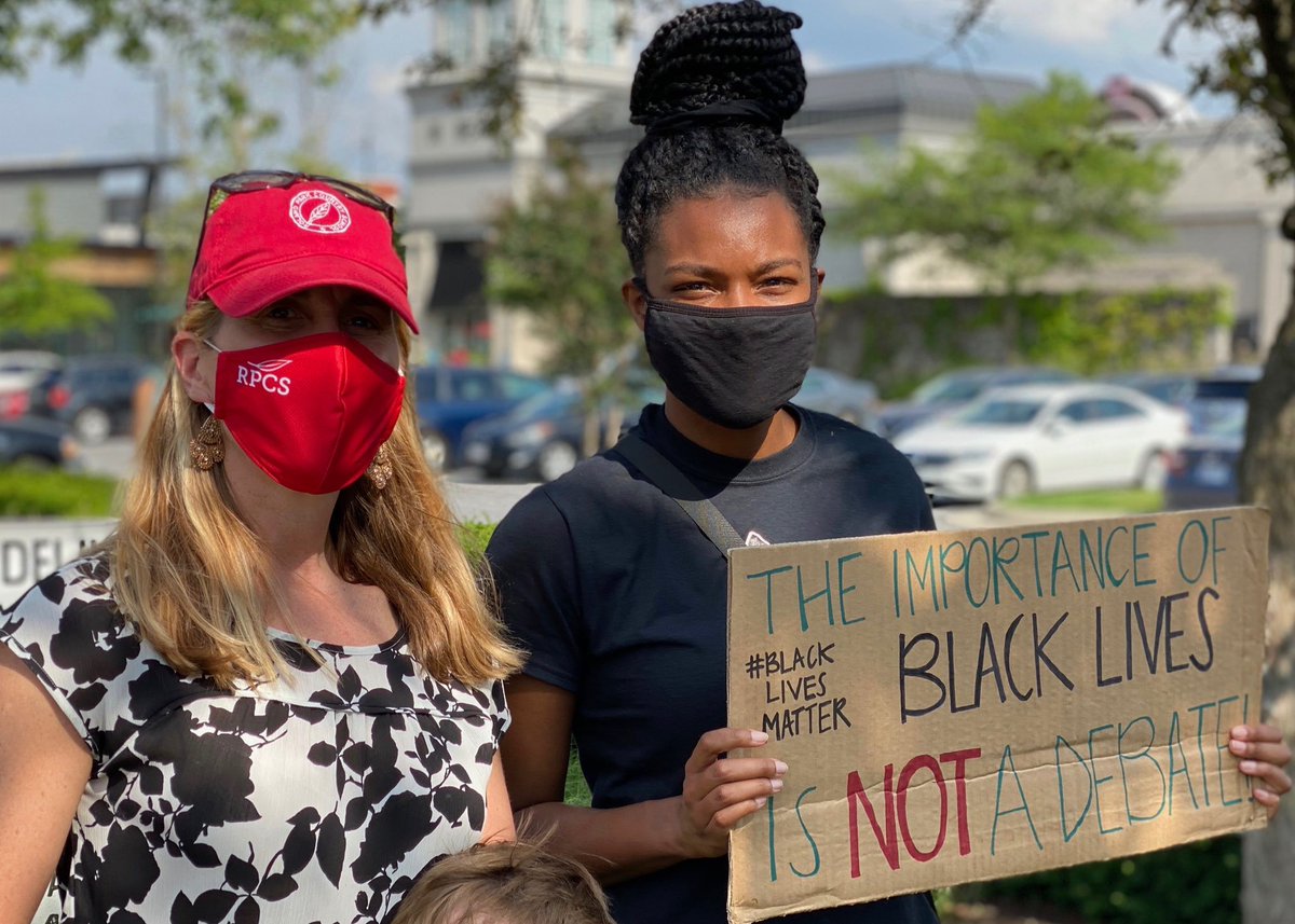 Head of School Caroline Blatti at BLM rally today with class of 2015 graduate Lindsey Edwards #blacklivesmatter
