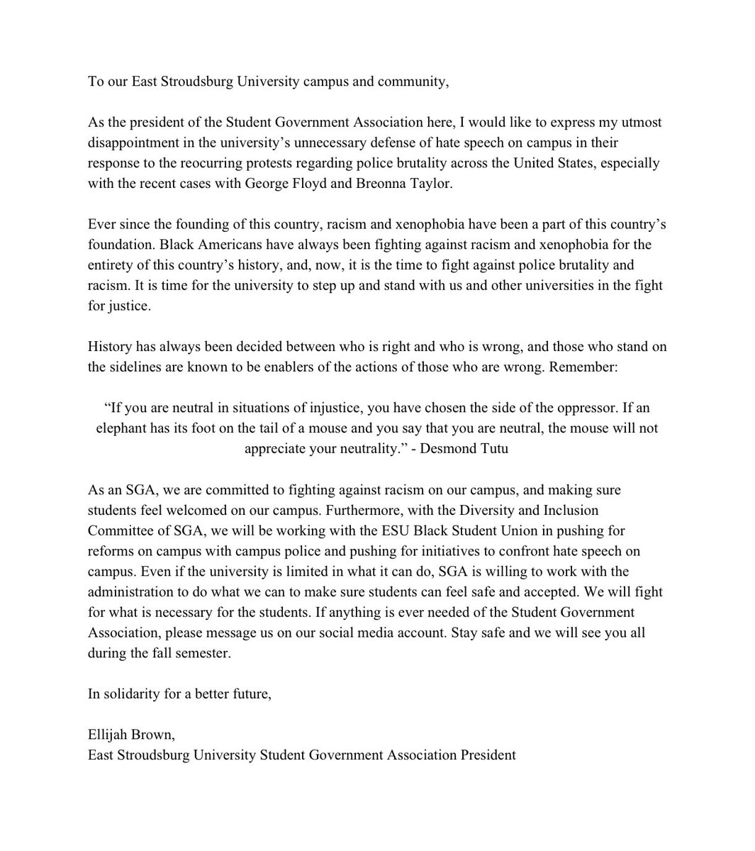 ESU Student Government Association tweet media