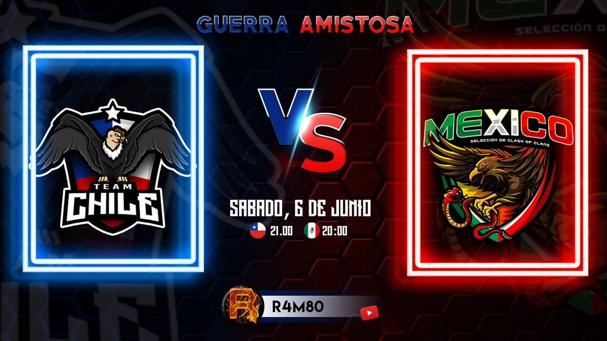 -Hoy tenemos una guerra amistosa entre estas grandes potencias <a href="/MEXICOCWC/">Selección Mexicana de Clash Of Clans</a> y <a href="/Team_ChileCoc/">Team Chile</a> 

-No se pierdan este gran encuentro desde el canal de un servidor 👉youtu.be/JbSvMAaPCto

-Empezamos a las⏰8pm🇲🇽