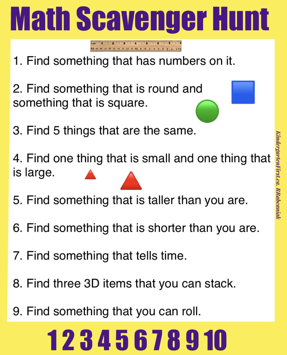 RRabcaniak's tweet photo. #mathscavengerhunt
#handsonlearning
#kindergarten
#distancelearning
#homelearning
#playbasedlearning
#teachingfromhome
#teachresources https://t.co/7MM6RDlrnw