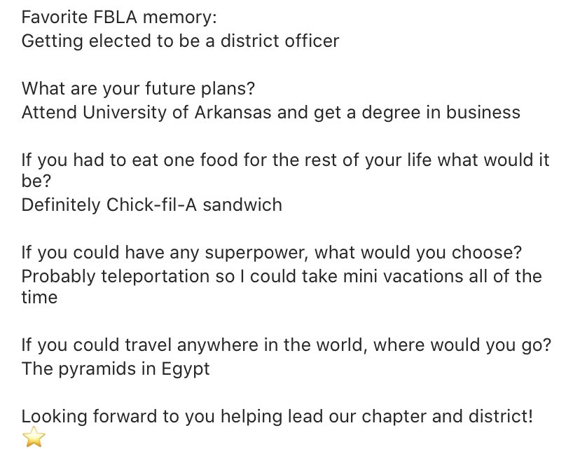 FBLA_Carthage's tweet photo. ⭐️Incoming Officer Spotlight-Ashton Lancaster, Vice President⭐️ https://t.co/ZCmT4pWn2v