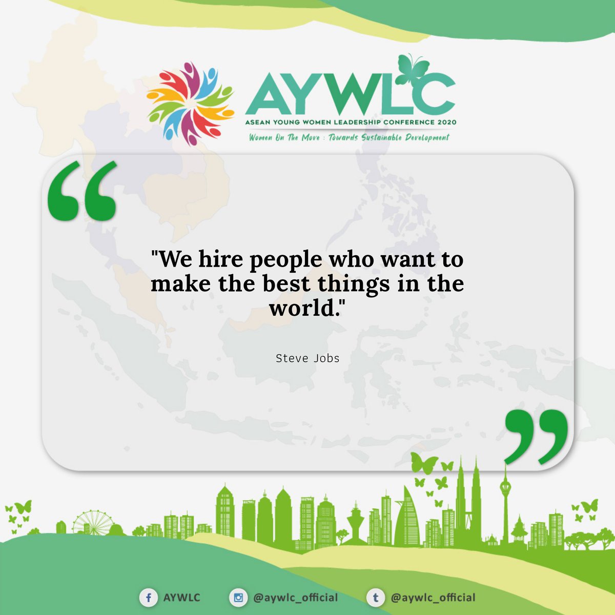 AYWLC_Official's tweet photo. "We hire people who want to make the best things in the world."

#AYWLC2020 #ASEAN #MYFaR #GPMSWP #WomenOnTheMove #SDG2030 https://t.co/w427AsZGjr