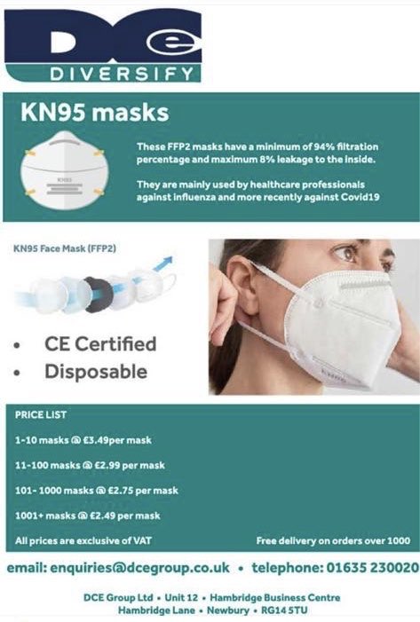 DCEGroupLimited's tweet photo. In a follow up to our previous post, we have the below face masks available to deliver from Wednesday in order to help you improve your safety!

#StaySafe https://t.co/Z5pngBe5rK