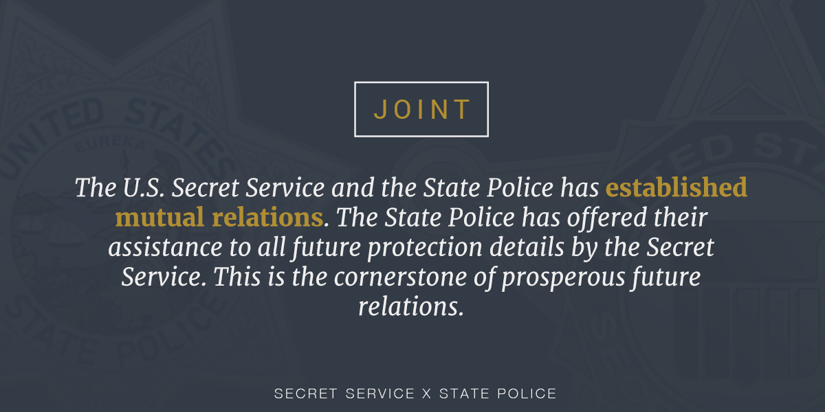 After times of conflicts between the Secret Service and the State Police, I am enthusiastic to see the administrations of both parties settling and restoring relations with each other. This is a prime example of what law enforcement agencies need to do. 🇺🇸