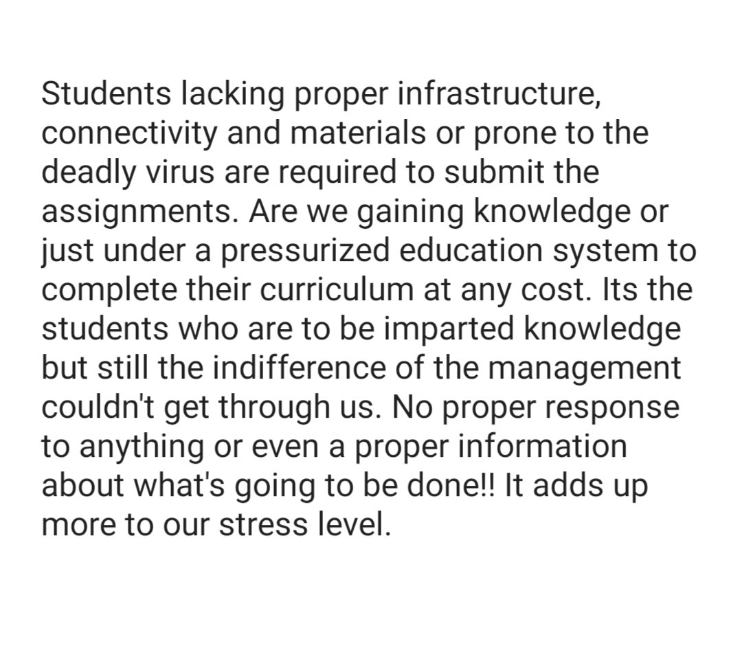 TanuPri56538091's tweet photo. @NIFTNewDelhi @smritiirani @DrRPNishank @KolkataNift
#stopformality #stoppressurising #betransparent #no_online_exam_without_resource #think_for_student #be_fair_with_students
#orginality_instead_of_formality
#thinkforstudent #no_online_exam #Our_work_is_practical_be_practical https://t.co/5jbjz1dXEY