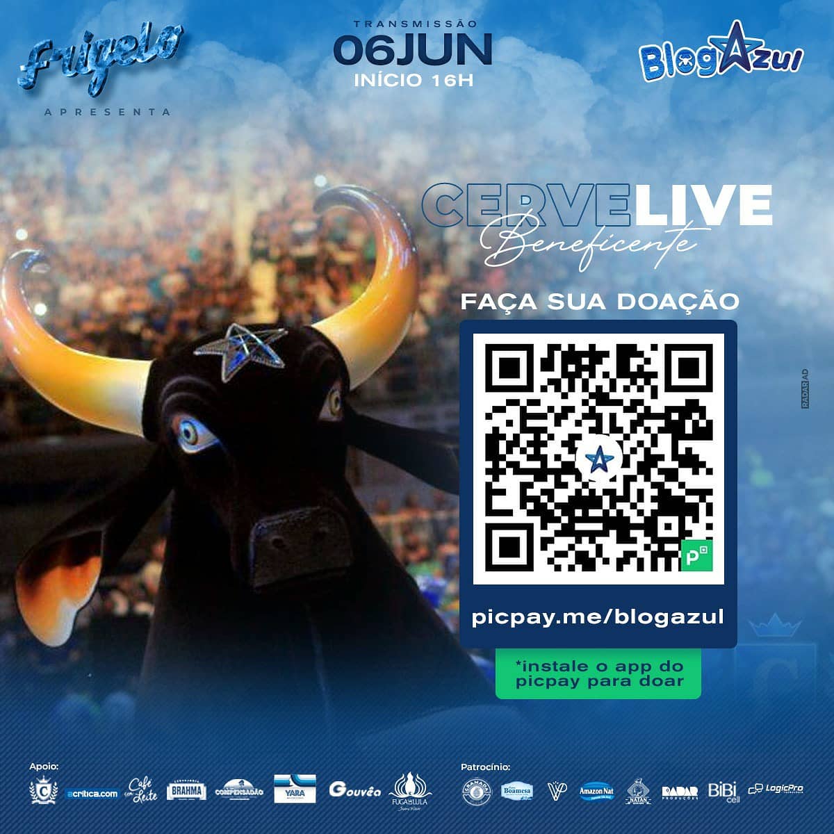 boicaprichoso's tweet image. -
As doações já podem ser feitas através do QR Code que aparece no canto direito da sua tela ou pelo app PicPay, basta pesquisar por Blog Azul. 🐃💙🍻

#BoiCaprichoso
#CerveLiveEmCasa
#blogazul
