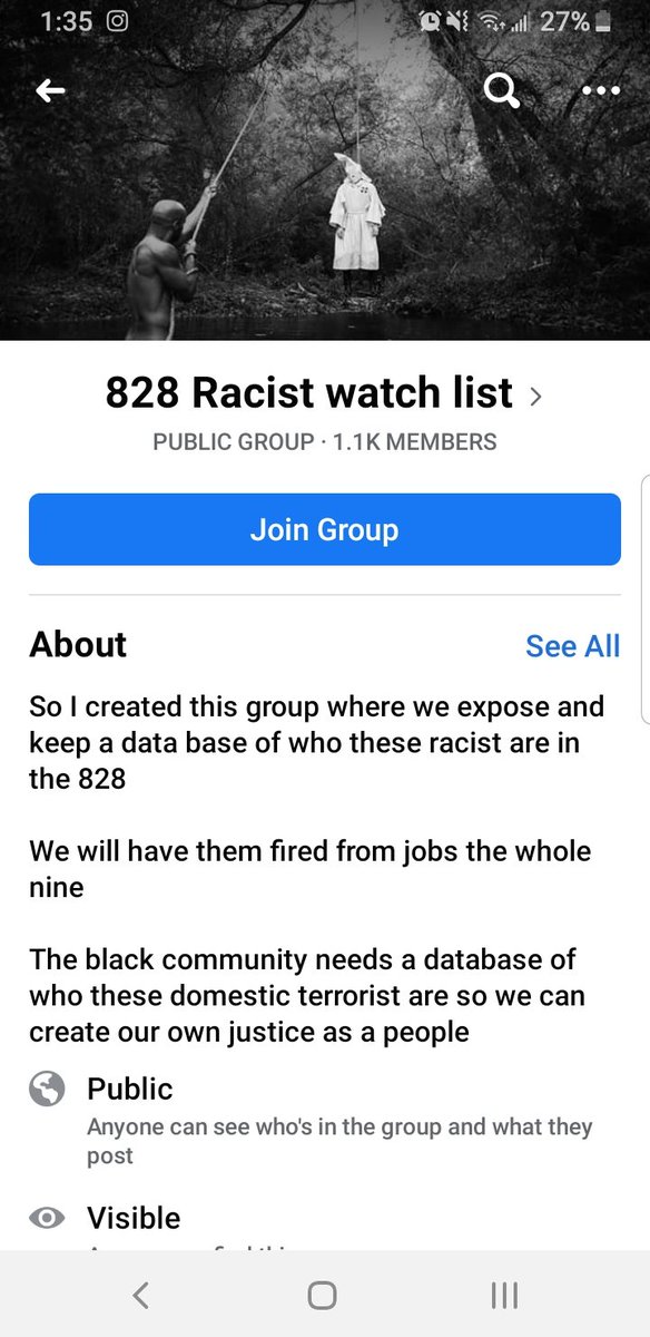aaron_lail's tweet photo. @scrowder long time fan and Mug Club member. Check out this new Facebook group in my area code. They're posting information about people (where they live, work, school, etc.) and some calling to "do them bad" if they see them out in public. https://t.co/rJm7WBmNld