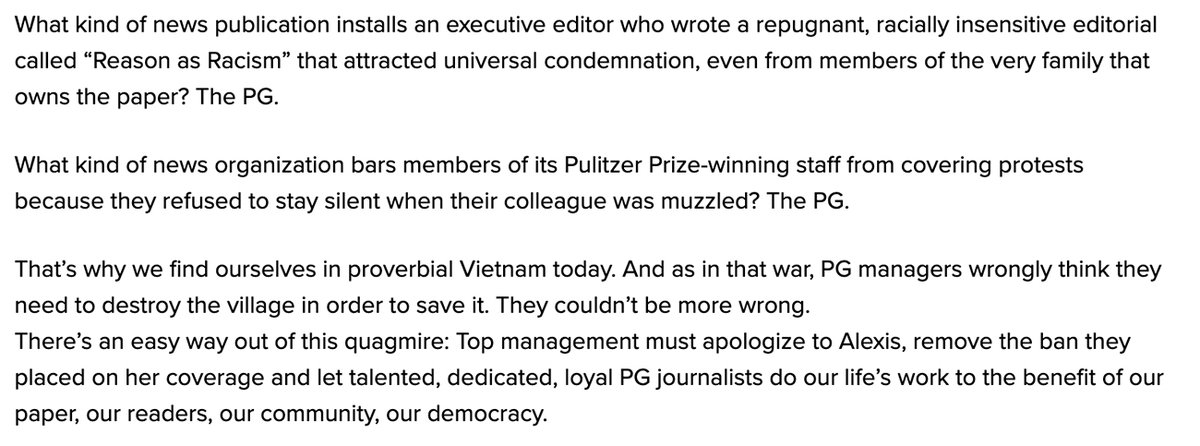 PGHGuild's tweet image. Yesterday, dozens of our members shared this post, word for word, in a showing of solidarity with @alexisjreports. By Friday night, in our view, the Post-Gazette’s retaliation began.