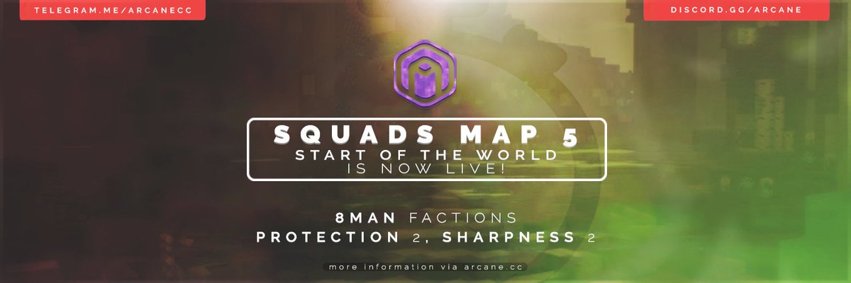 Arcane Squads is now LIVE! ⚔️

🔑 There will be 4 Key All's throughout SOTW!

• 2:30PM EST
• 3PM EST
• 3:30PM EST
• 4PM EST

📃 arcane.cc

We'll be giving away 1 Diamond Rank 💎

❤️, 🔄 &amp; comment your IGN below to enter!

🎮 Connect via arcane.cc