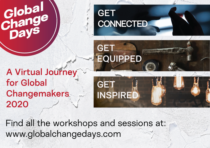 GLOBAL CHANGE DAYS

What?
A #Virtual Journey for Global #Changemakers.
Lighthouse #events, a #festival, #Beacon events

When?
15,19,22 &amp; 26 June until November!

What will happen?
#Inspiration, #Community, #Magic, #Wonder

How?
Check it here and register: globalchangedays.com