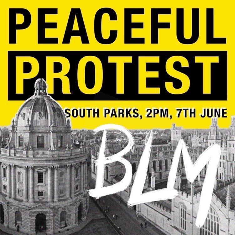 oxfordmutualaid's tweet photo. Peaceful protest. 
Black Lives Matter.
Tomorrow, 7th June. 2pm.
South Parks, Cowley.

#BlackLivesMatterUK

RT and share widely. Drop us a message if you hve any questions, we’re working with the organisers. https://t.co/jwNTQu5t6C