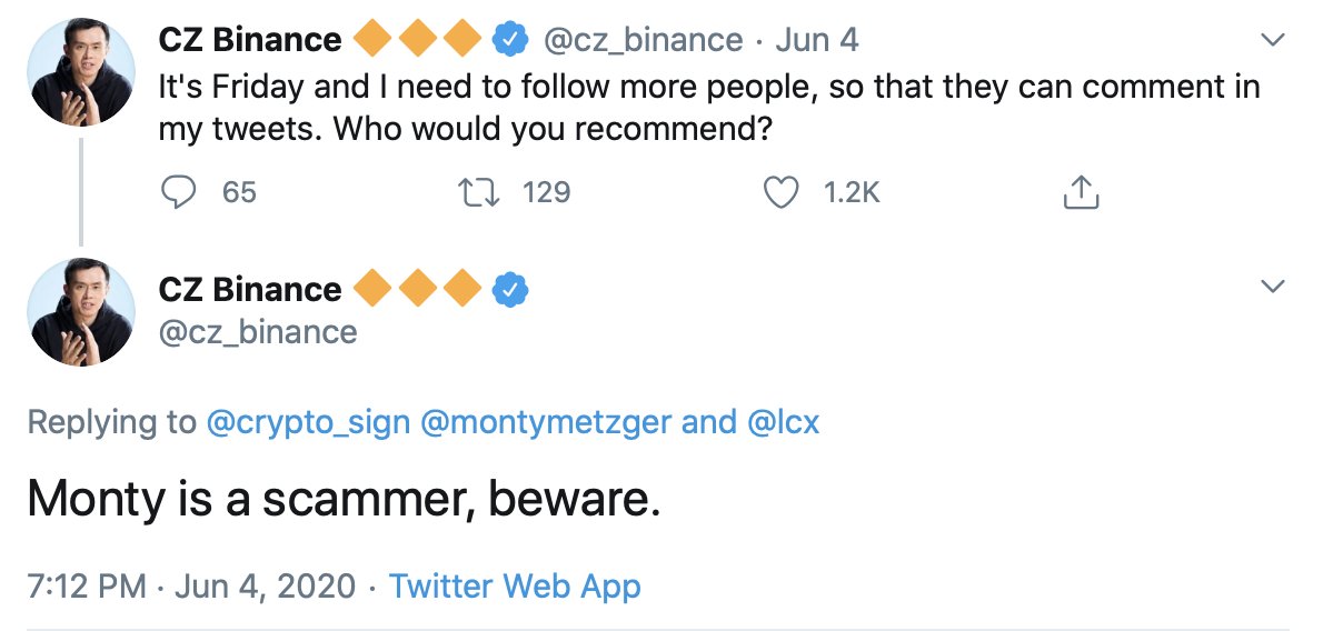 montymetzger's tweet image. CZ blocked me, that's why I'm posting a public reply here.