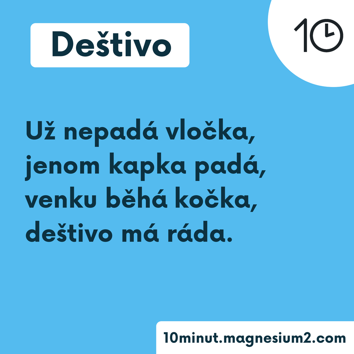 10minut_'s tweet photo. Deštivo

Už nepadá vločka,
jenom kapka padá,
venku běhá kočka,
deštivo má ráda.

Původně na https://t.co/eW4aWgvGHR

#basen #verse #versotepec #czsk #pisuvkarantene #dest #voda #kocka #pes #vejceneboslepice https://t.co/2h3NluRDVM