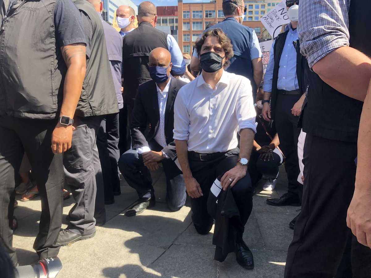 brianrmitchell4's tweet image. So let me get  straight: Parliament- the centre of a wounded Canadian democracy—is paralyzed because of COVID/ social distancing concerns yet Trudeau is able to breathlessly appear for a demonstration with cameras- of course- at the ready? When will the media wake up?