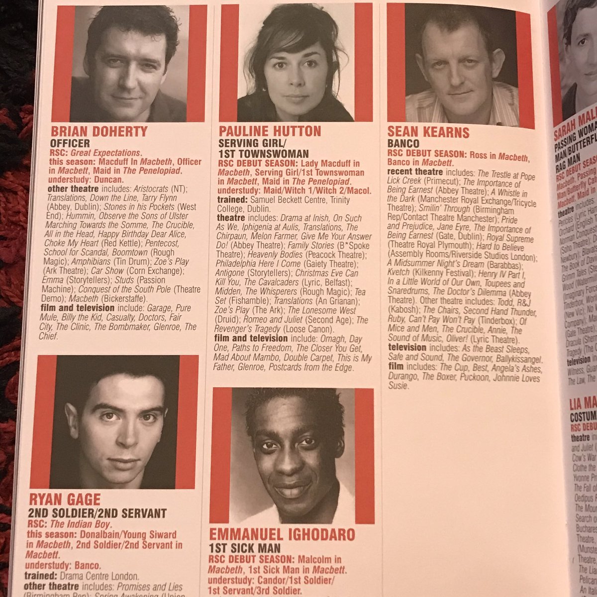 Stes_Adventures's tweet photo. Today’s featured RSC programme is from 2007 and is #Macbett (Macbett not Macbeth) which starred #DavidTroughton with #SeanKearns #SamCox #ThaneBettany #DerbhleCrotty #RyanGage #JudeAkuwudike #PatrickOKane and #JoelTrill. https://t.co/pliD499q24