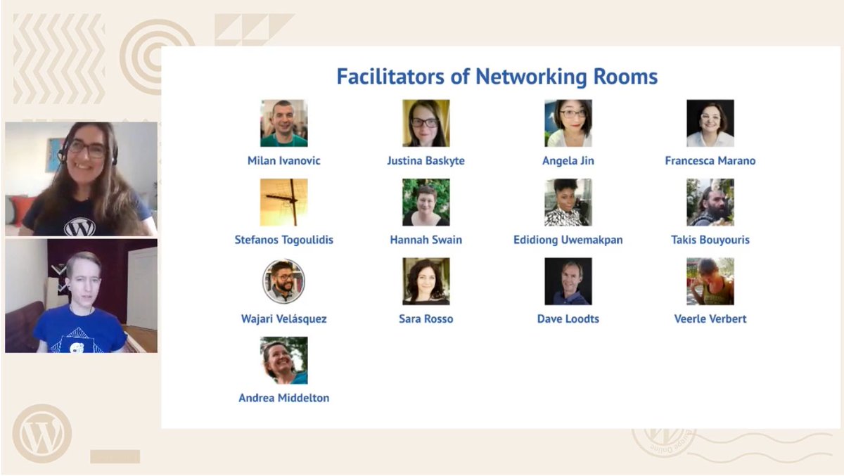 A banner thanking our Networking Rooms volunteers.