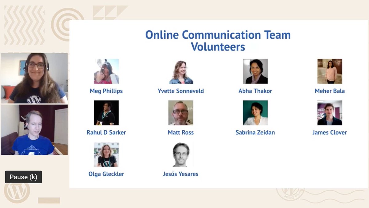 A banner thanking the Online Communications team volunteers.