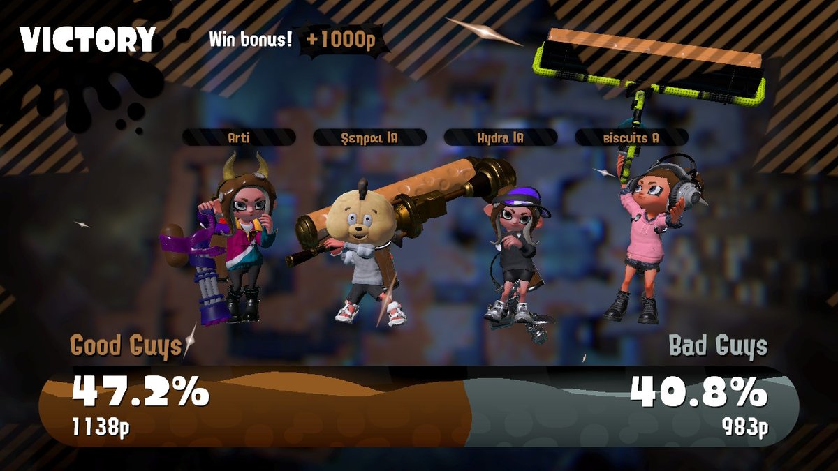 SpoopyYuki's tweet photo. yay beeg win #Splatoon2 #NintendoSwitch https://t.co/oMQLdHJ6ly