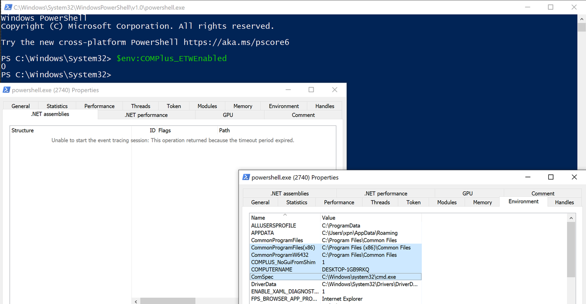 _xpn_'s tweet photo. Created a quick POC to spoof environment variables by swapping them out on launch 😈 (similar practice to argument spoofing). Might be useful for anyone looking to test detection of COMPlus_ETWEnabled. https://t.co/wQ9PnJ0I4a https://t.co/XgAiEZ5WeA