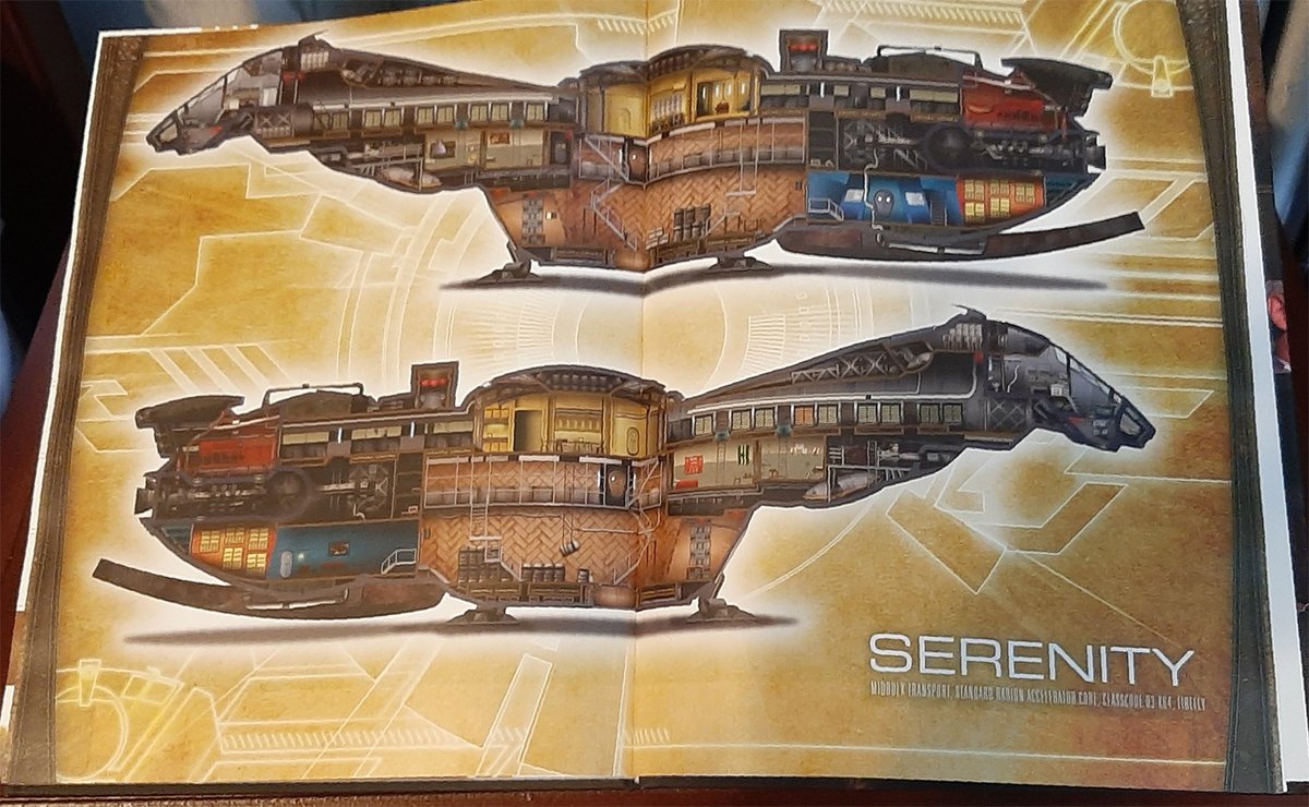 BenMund's tweet photo. THREAD 

Archiving some projects I really enjoyed.

Several years ago I had the good fortune to do some illustrations for Margaret Weis Production's #Firefly RPG, written / developed by the wonderful @booksofm and laid out by @DanielSolis. One was a cross -section of #Serenity. https://t.co/ER8v8V1gvE
