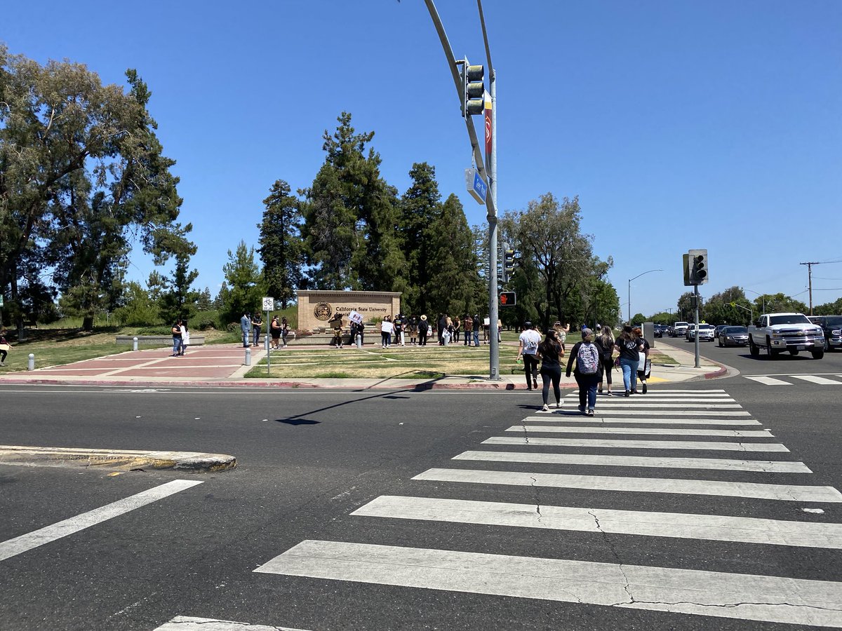 angewrites's tweet photo. Protesters gathering on the corner of Monte Vista Avenue and Geer Road in Turlock! They plan on marching down Geer Road to Golden State Boulevard and back today. https://t.co/bmQ22iduvZ