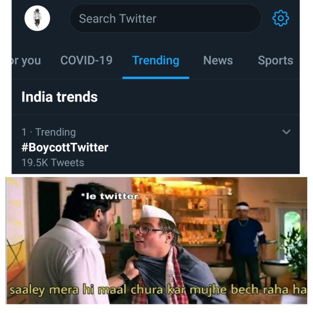 Deep__thakkar's tweet photo. #BoycottTwitter  😂
#memesdaily #Memes https://t.co/9SPmOjVTGY