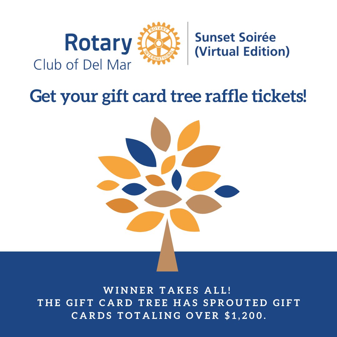 DelMarRotary's tweet photo. Remember to purchase raffle tickets! Winner will take the entire tree totaling over $1,200 in gift cards. Raffle tickets can be purchased on our fundraising website, https://t.co/k7Y0DvbTAi. #Rotary #RotaryInternational #charity #raffle #winnertakesall https://t.co/e4gXiJ45tr