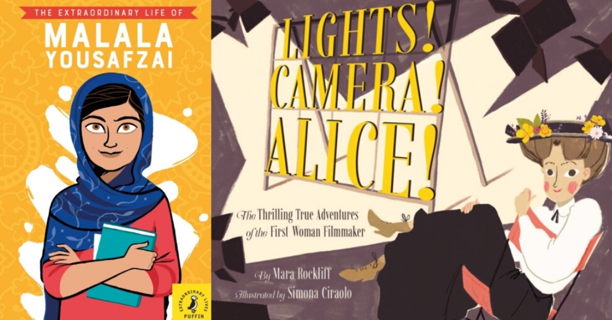 7Stories's tweet photo. Next up in our #WhereStoriesComeFrom #RagstoRiches recommended reads are two non-fiction books about two very inspiring women: #TheExtraordinaryLifeOfMalalaYousafzai (@PuffinBooks) and #LightsCameraAlice by Mara Rockliff &amp; Simona Ciraolo (@ChronicleKids). https://t.co/iNYpyrNyP3 https://t.co/XY0VeJ8g0k