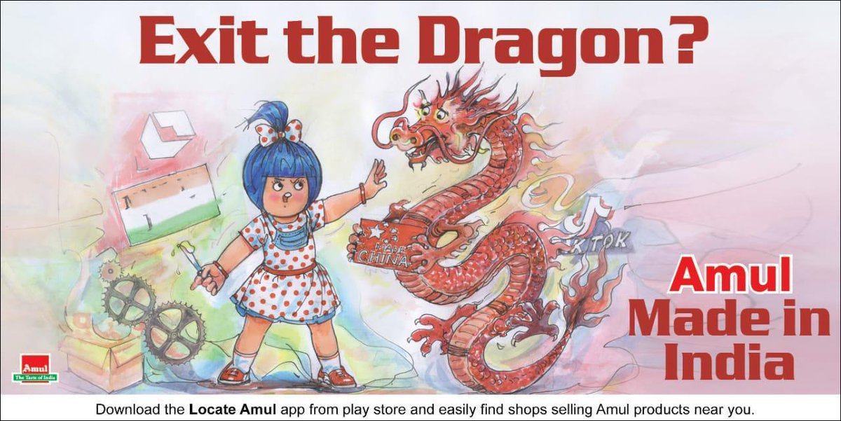 Manishjais22's tweet photo. China bans Twitter and Twitter blocks companies from sharing anything which is Anti-China...

This is a very weird relationship

Let's be firm to make Dragon exist INDIA soon.

"Exist the Dragon"
"Cheeni Kum Karo"
#Amul 
#BycottTwitter 
#VocalForLocal https://t.co/JpcybvLhvP