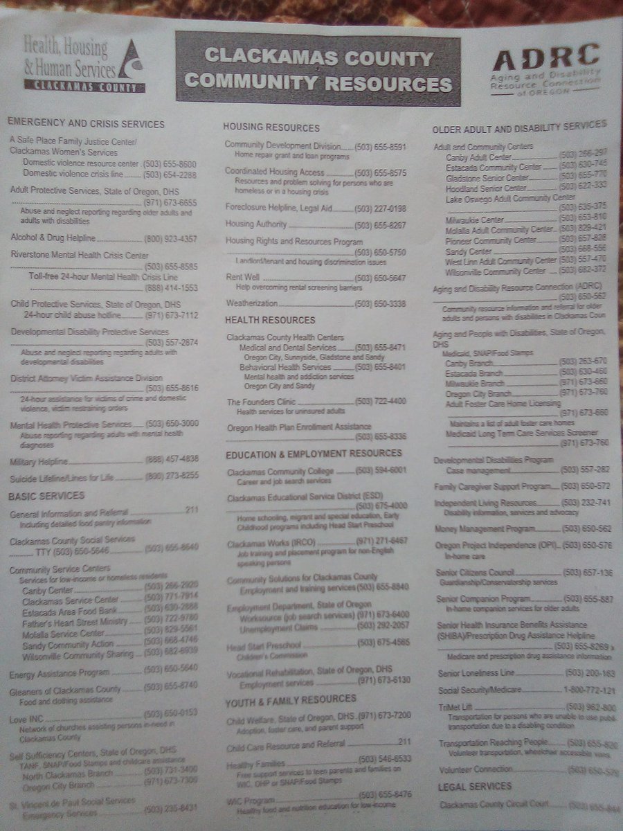 Hello,  If you live in Clackamas County, report elderly abuse, report child abuse, and report violence against women.  Oh yeah, pay your taxes and fill out your census.  Here is a phone list.