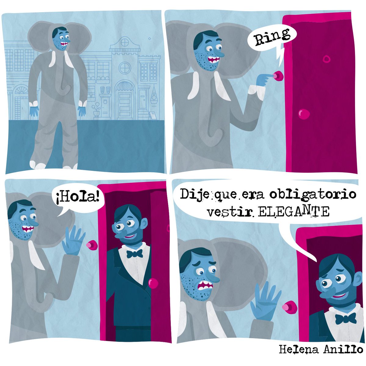 Helena67603485's tweet photo. Sábado noche
#sabadonoche #sabadodecuarentena #sabado #fiesta #cena #amigos #Desescalada #elegante #elefante #humor #humorgrafico #tiracomica #ilustracion #ilustración #ilustrado #ilustrador #ilustradora https://t.co/gXY81phglZ
