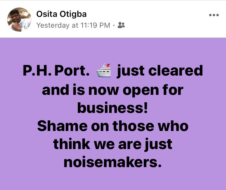 AmakaOyibo's tweet photo. If it’s true that Port Harcourt seaport is now OPEN for business, many THANKS to @MaziNnamdiKanu &amp; his extraordinarily-gifted Counsel, @AloyEjimakor 👇🏿👇🏿👇🏿👇🏿 https://t.co/Gv21i5s89d
