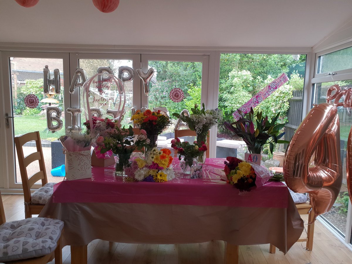 Proper spoilt today for my 40th. Gifts presents cards messages and surprise dairy and egg free afternoon tea from Kirsty at bespoke buffets. So many flowers I could open a florist. So grateful to everyone for my lockdown birthday xx